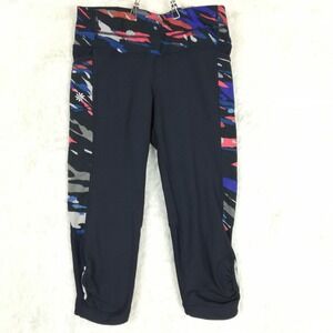 Athleta Womens‎ Pants Legging Crop Spliced Fire Knicker Navy Reflective XXS